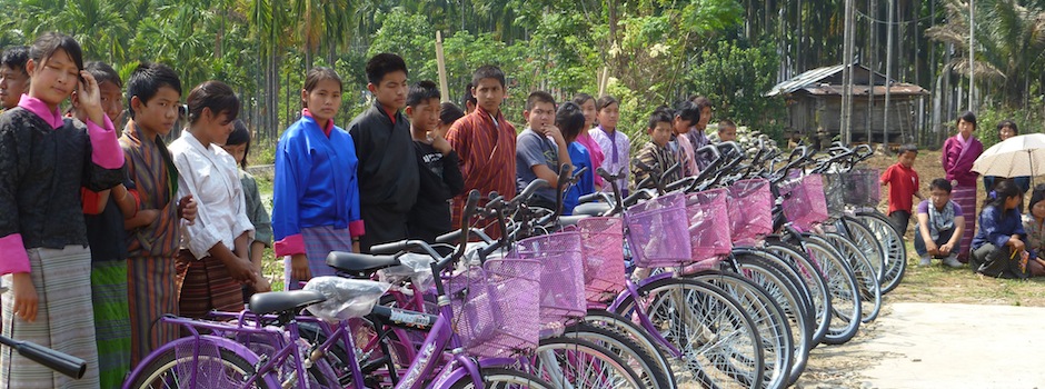 Bhutan Kids with Bicycles