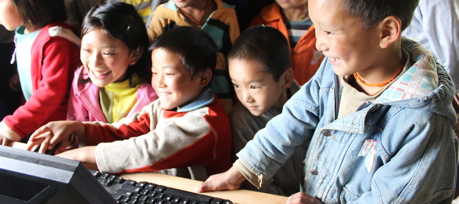 Children Playing with Computer