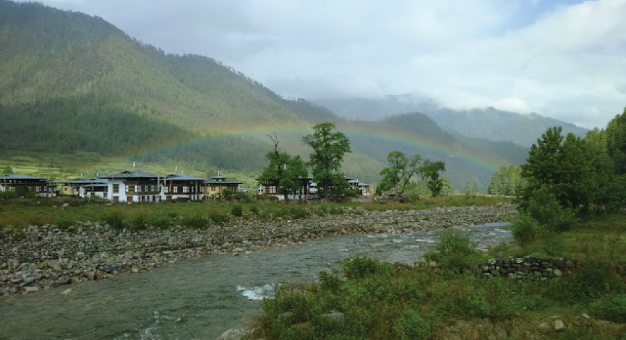 Rainbow falls over Yangthang village